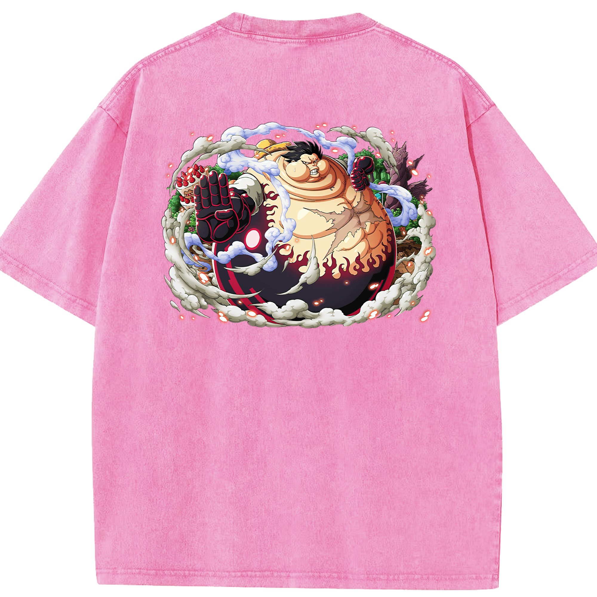 ワンピース モンキー・D・ルフィ ONE PIECE Monkey D. Luffy 綿100% ヴィンテージ風 半袖Tシャツ（背面プリント）